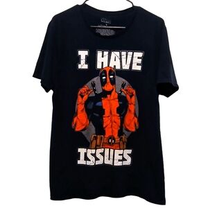 Marvel Women's Size L Black "I Have Issues" Black Deadpool T-Shirt